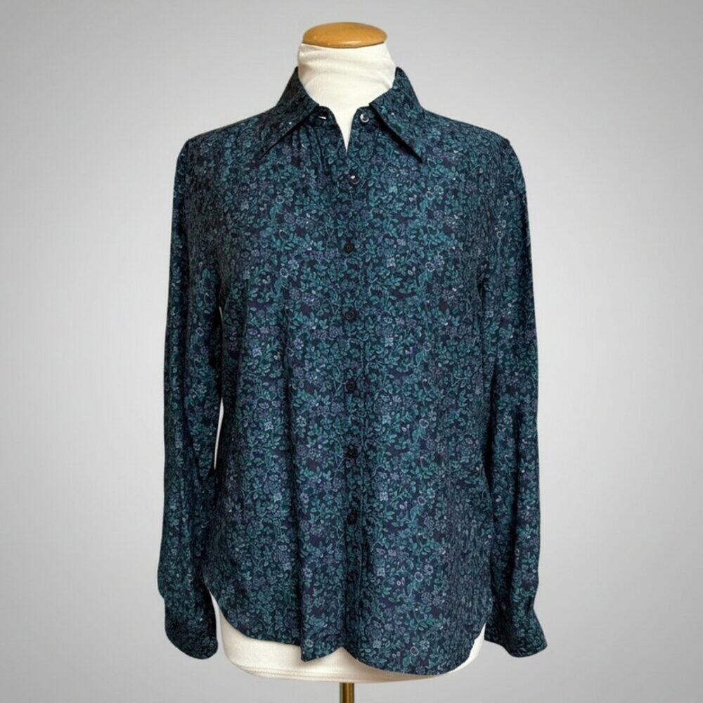 Trovata teal floral Jacquelin blouse, size S